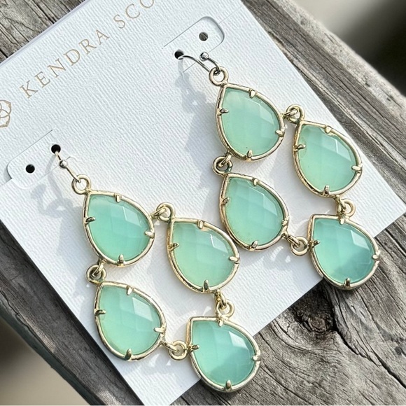 Vintage Kendra Scott Carlone in Aqua Chalcedony Chandelier Drop